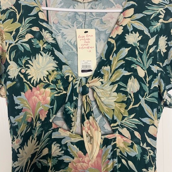 American threads green tropical floral print dress - Picture 2 of 4
